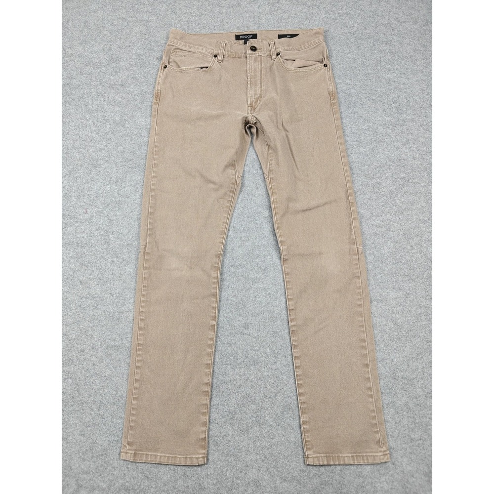 Proof Jeans Mens 30x32 Beige Khaki Slim Straight Stretch Denim Pants Casual